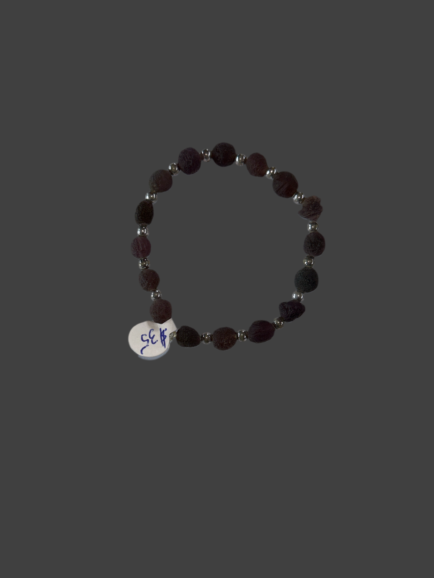 Gobi Desert Agate Bracelet (Dark lavendar& dark green w/silver colored spacers small) (Q27)