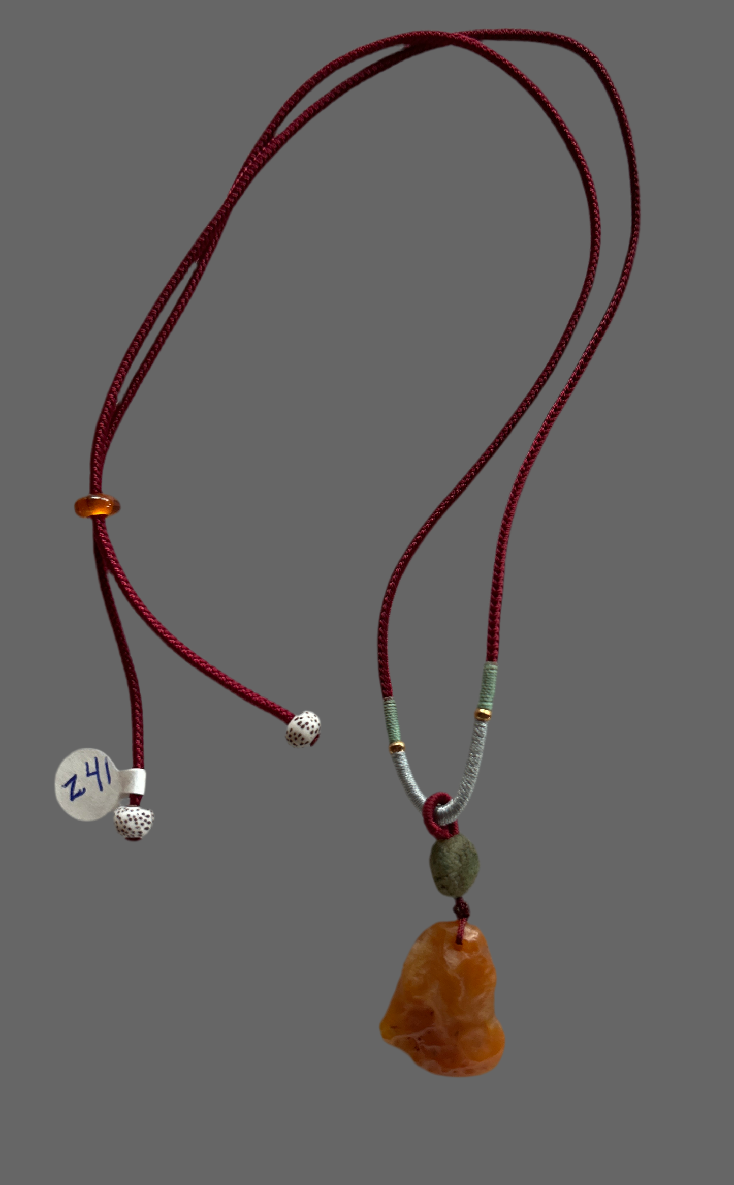 Gobi Desert Single Stone Necklace (Burnt Orange) (Z41)