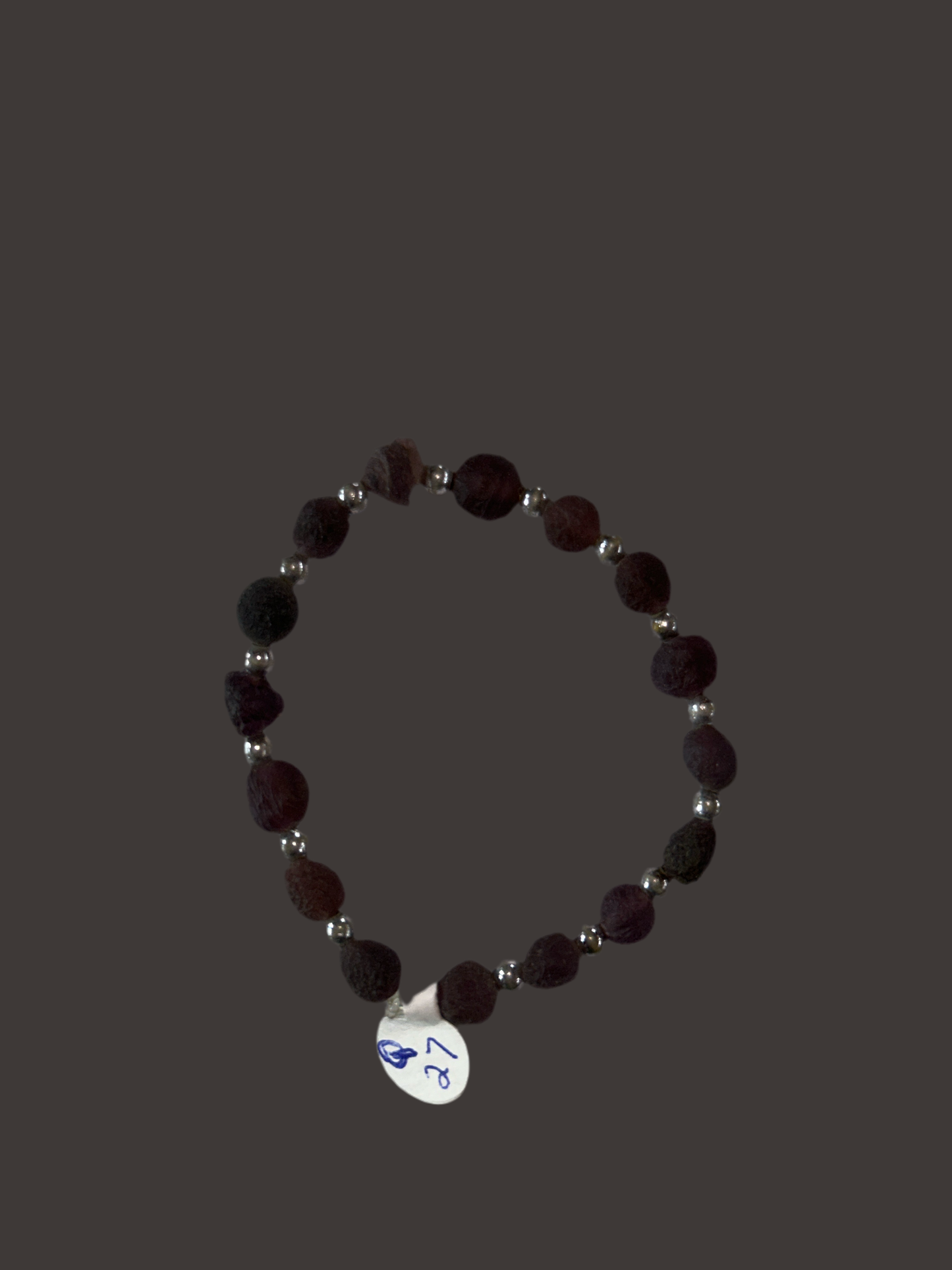 Gobi Desert Agate Bracelet (Dark lavendar& dark green w/silver colored spacers small) (Q27)