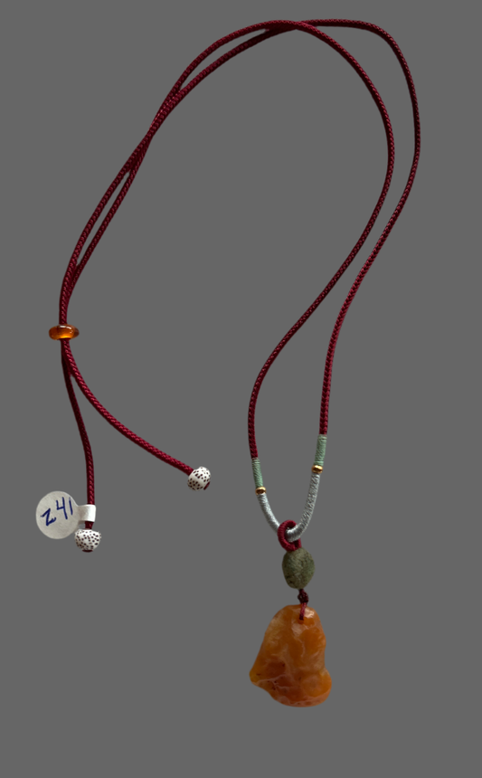 Gobi Desert Single Stone Necklace (Burnt Orange) (Z41)