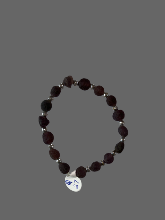 Gobi Desert Agate Bracelet (Dark lavendar& dark green w/silver colored spacers small) (Q27)